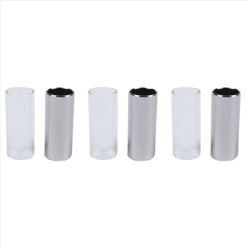 2 pezzi Slide in vetro e Slide in metallo per chitarra, basso, medio (6 cm)