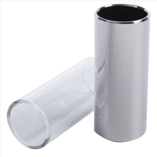 2 pezzi Slide in vetro e Slide in metallo per chitarra, basso, medio (6 cm) 2