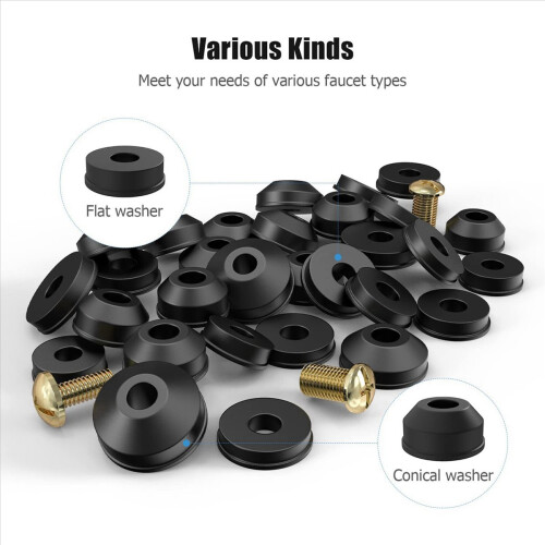 Faucet Washers, 58-Pack Flat and Beveled Rubber Faucet 2