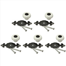 Vintage Ceramic Door Drawer Cupboard Pull Handle White+Black