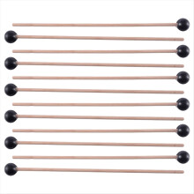 2Pcs Soft Rubber Head Sticks Wood Handle Bell Mallets Black