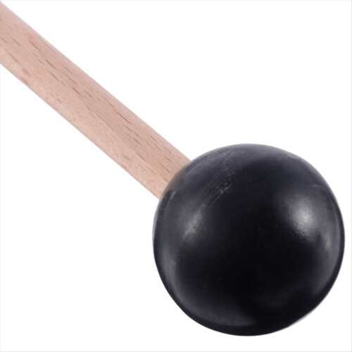 2Pcs Soft Rubber Head Sticks Wood Handle Bell Mallets Black 2