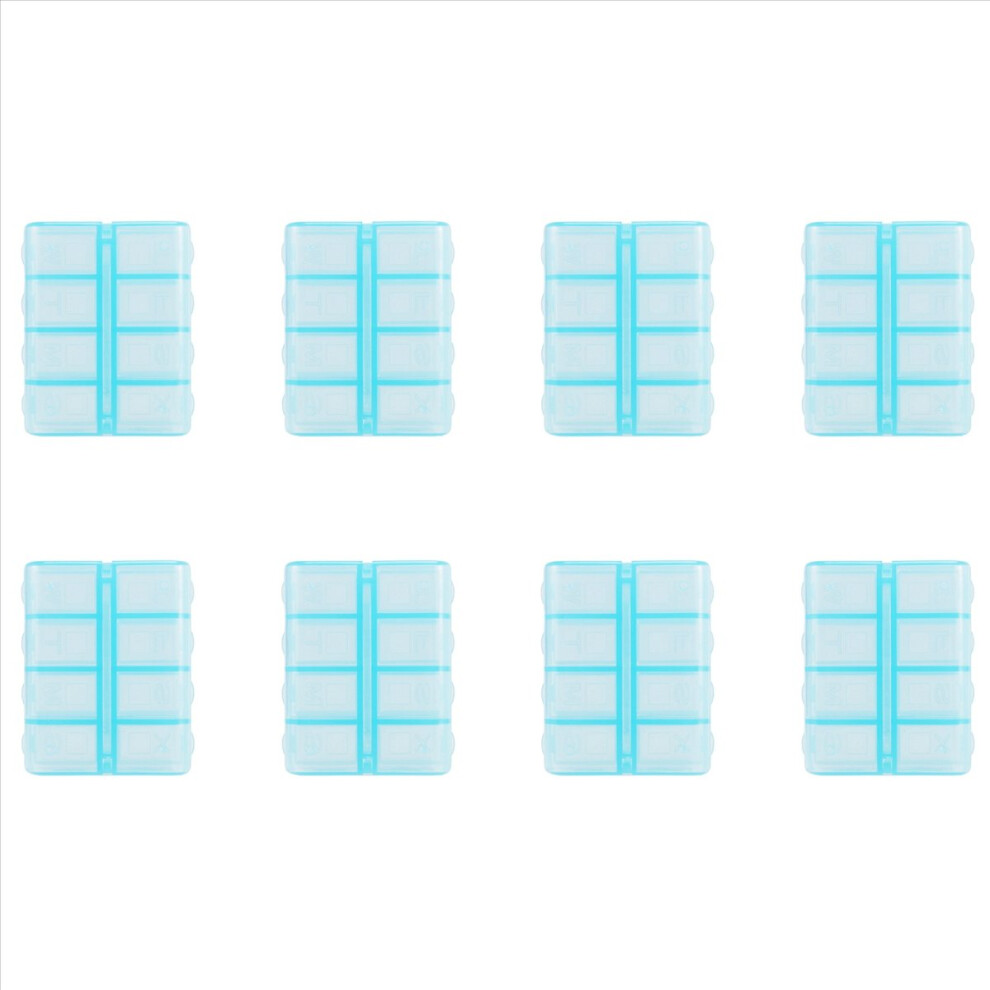 Markenlos Blue Plastic Rectangle 8 Compartments Medicine Pill Box
