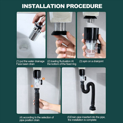 Bathroom Sink Drain Kit with Flexible Expandable P-Trap Sink