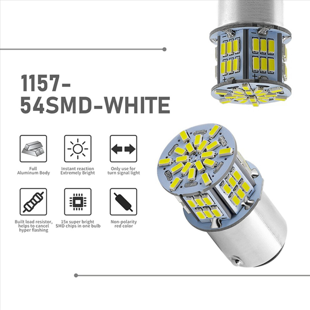 1157 Led Bulb 54Smd 1080 Lumens, 7528 2357 2057 Led Bulbs White/Light 4853158829919