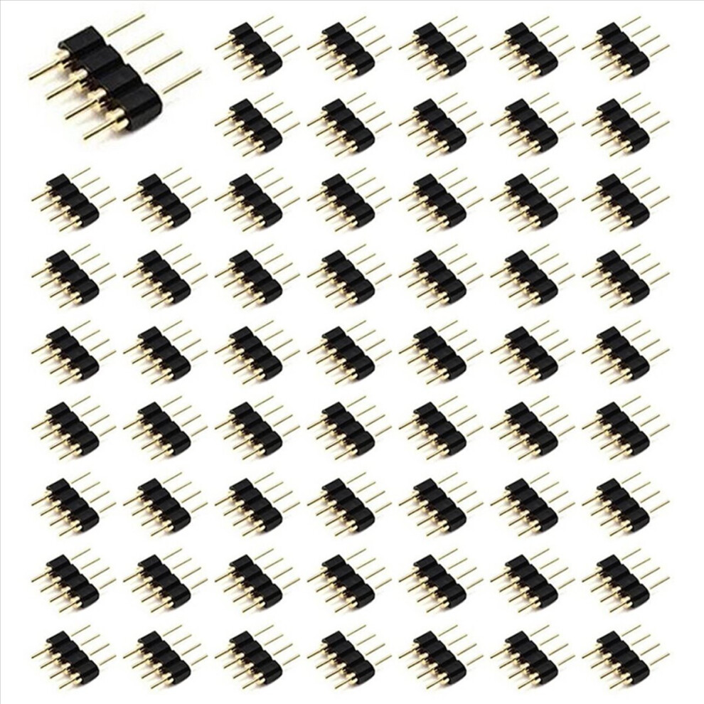 50Pcs 4 Pin Rgb Led Male Plug Adapter For 3528 5050 Strip Light 4853188053575