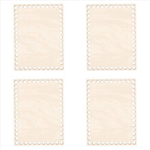 7,8 x 5,9 inch natuurlijke houten mandbodem, rechthoekig haakpatroon