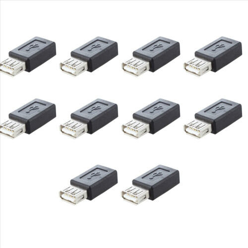 Black USB 2.0 Type A Female to Micro-USB B Female Adapter Plug