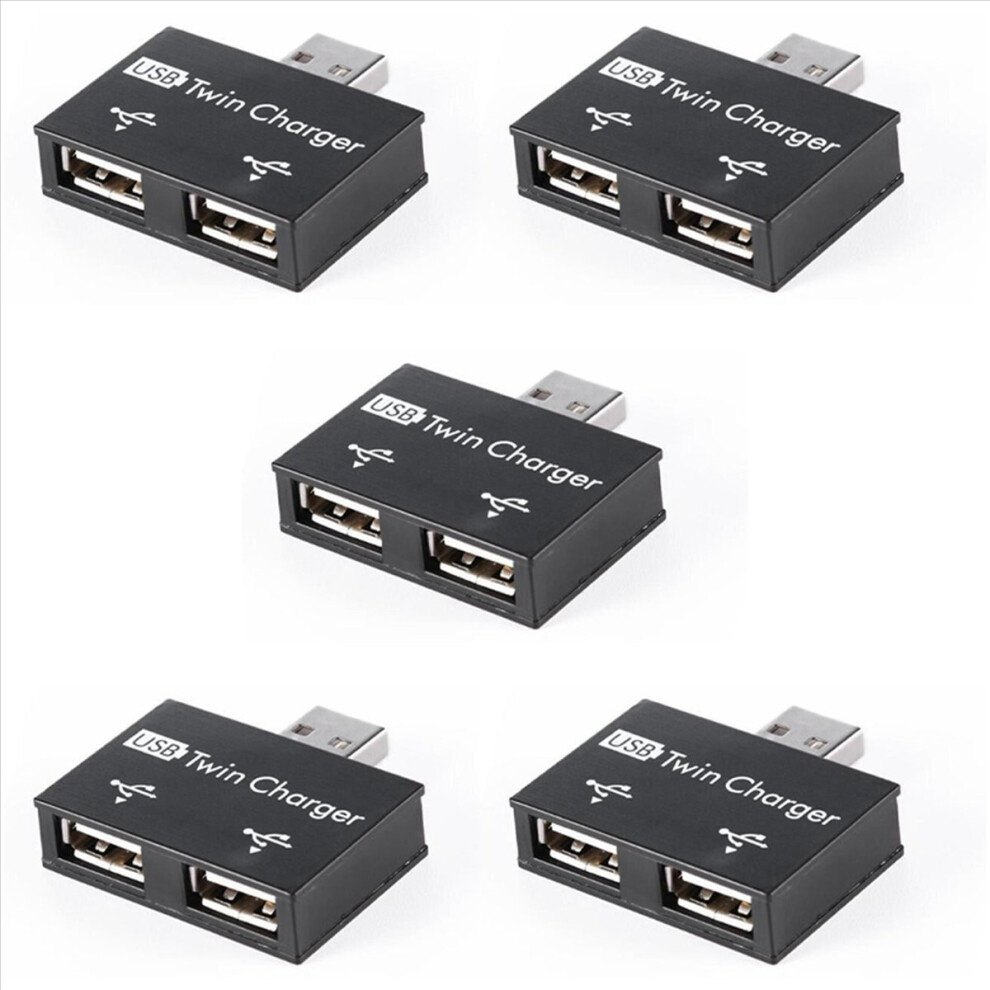 Dual 2 Port Usb Dc 5V Charging Splitter Hub Adapter Converter Black 4853188038800