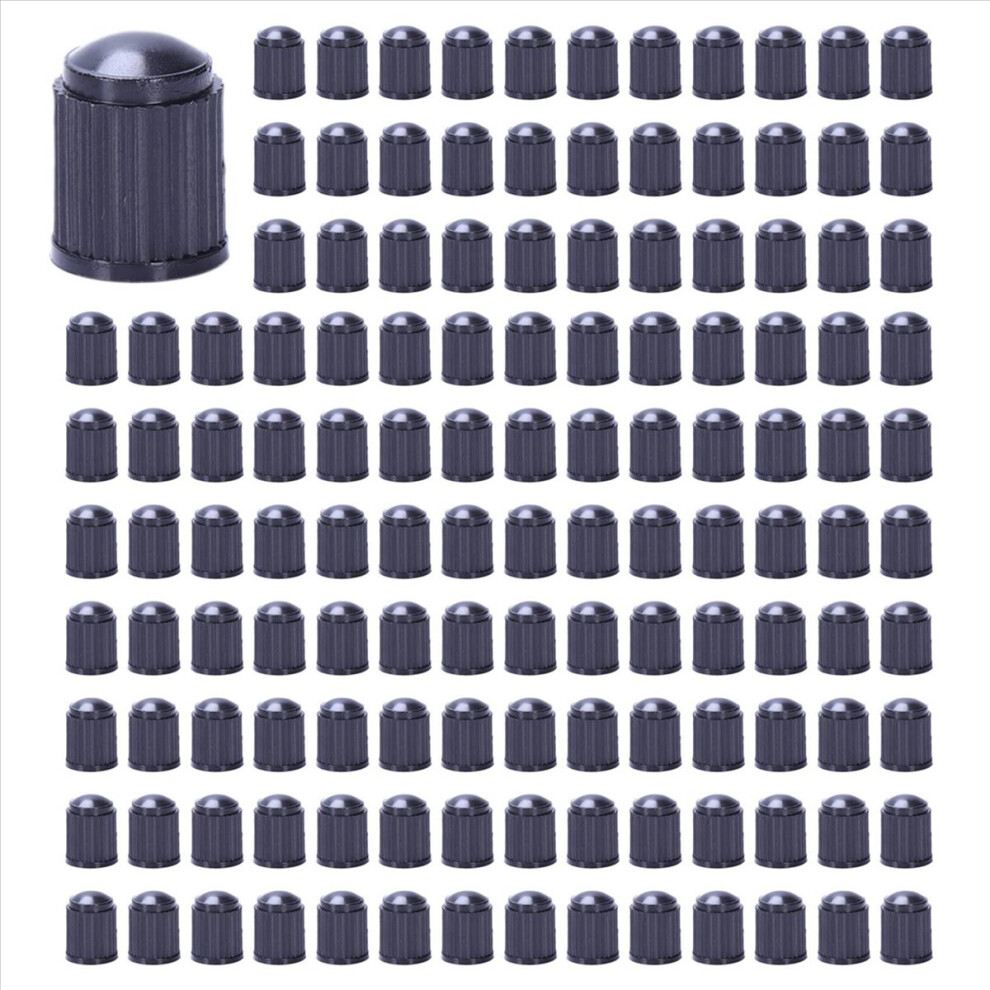 Set Of 100 - Plastic Replacement Valve Caps Black 4853158871505