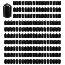 100 peças de tampas de borracha para parafusos de tubo redondo de PVC com 9,5 mm de diâmetro interno, pretas