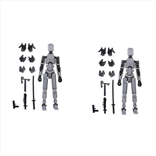 Robot Action Figure, 3D Printed with Full Articulation Gray