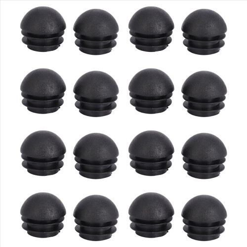 2 Pcs 25mm Dia Plastic Round Tube Inserts End Blanking Caps Black