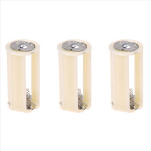Grey white Cylinder Battery Holder Adapter for 3x1.5V AA Batteries