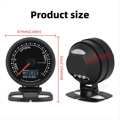 Medidor AFR de 2,5 polegadas e 62 mm para sensor de oxigênio de banda estreita para carro 12 V 2