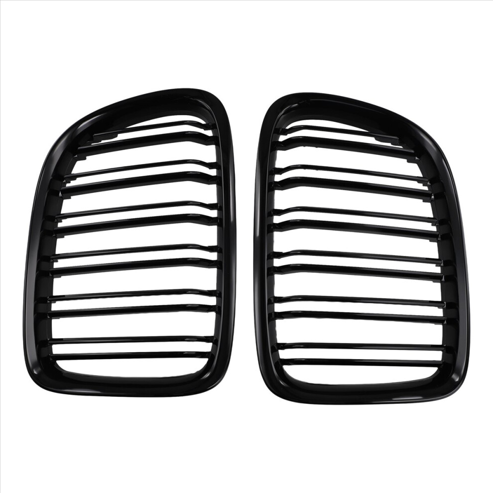 Glossy Front Bumper Dual Slat Front Kidney Grill Grille For Black 4852331083346