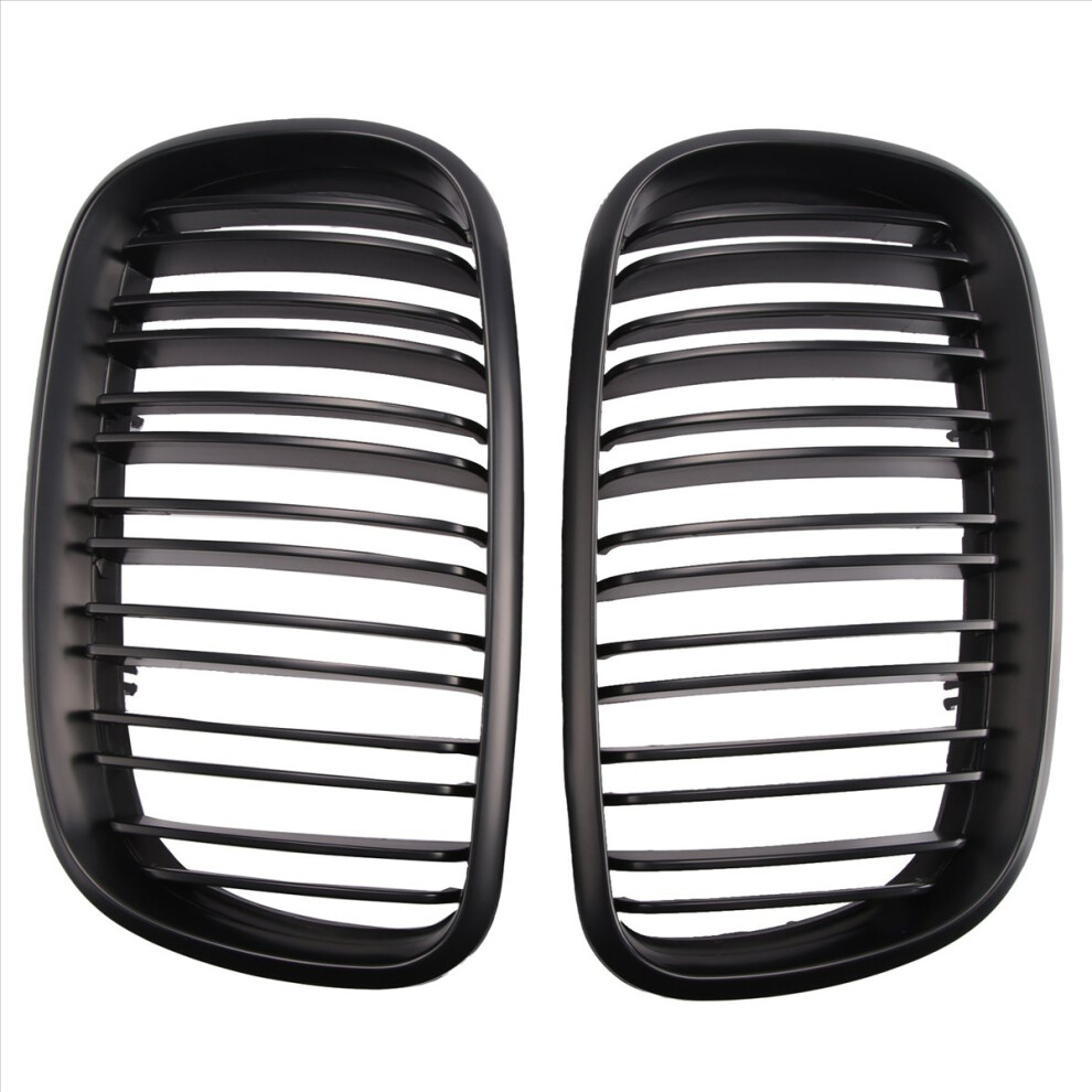 Matte Front Bumper Dual Slat Front Kidney Grill Grille For Black 4852331083322