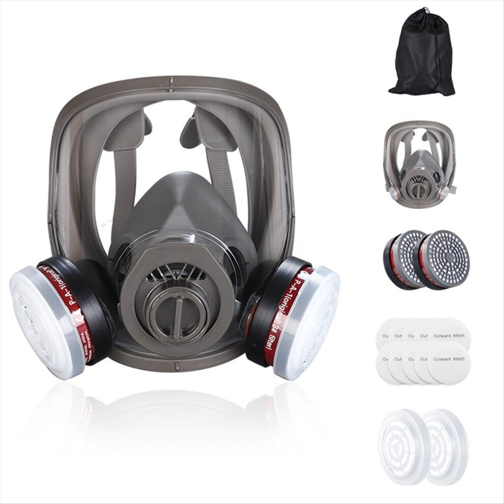 Full Face Gas Mask Respirator with 40mm Activated Carbon Filters & 2 Cartridges - Nuclear/Chemical Protection, 99.97% Particulate Filtration