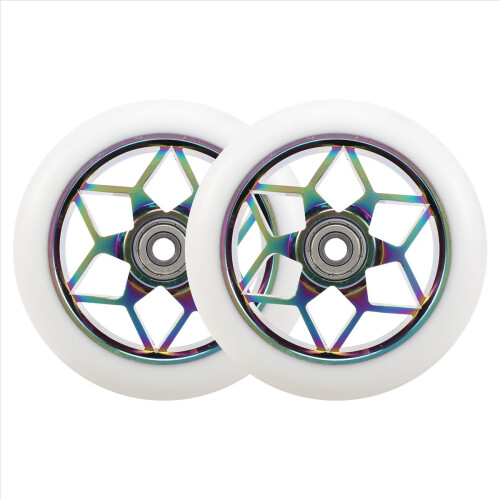 2 Pcs 110mm Scooter Wheels Pu Wheels Thick Stunt with Bearings(White)