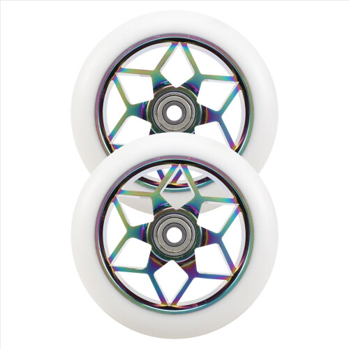 2 Pcs 110mm Scooter Wheels Pu Wheels Thick Stunt with Bearings(White) 2