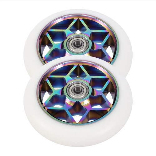 2 Pcs 110mm Scooter Wheels Pu Wheels Thick Stunt with Bearings(White) 1