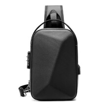 Men's waterproof strap bag, USB crossbody bag, casual men's shoulder bag