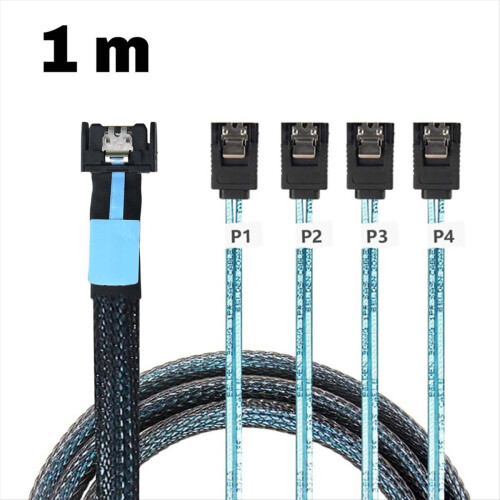SlimSAS 8654 MCIO 4I 38pin σε 4x SATA Cable PCIE5.0 PCI-E Server 1M 1