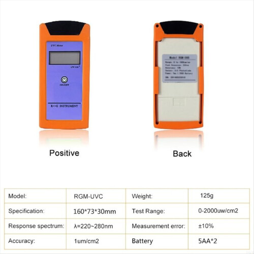 UVC Light Meter 0-1999μW/cm² Reptile UV Index Meter Spectrum 1