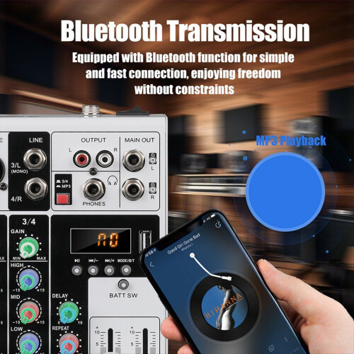 4-Kanal-Audiomixer XLR Bluetooth 48 V EU-Stecker 1