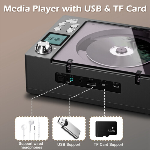 Draagbare Bluetooth Retro CD-speler, dubbele luidsprekers A 2