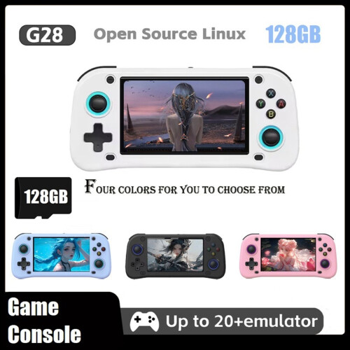 G28 Retro Handheld Video Game Console 128G 4.3 Inch HD Screen Pink 1