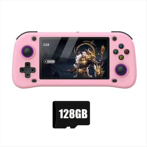 G28 Retro Handheld Video Game Console 128G 4.3 Inch HD Screen Pink