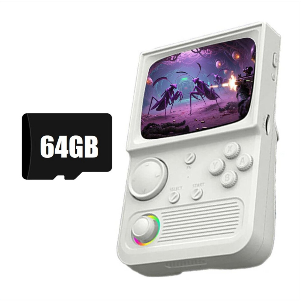 R36t Retro Handheld Game Console 64G 15000 Games White 4852935637266