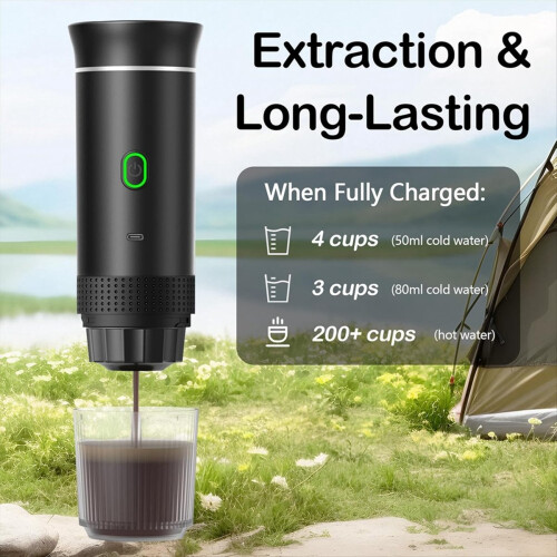 Electric Portable Espresso Coffee Machine Camping Coffee Maker White 2