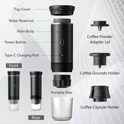 Electric Portable Espresso Coffee Machine Camping Coffee Maker White 1