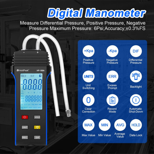 Manômetro digital testador de pressão de gás de 2 portas 2