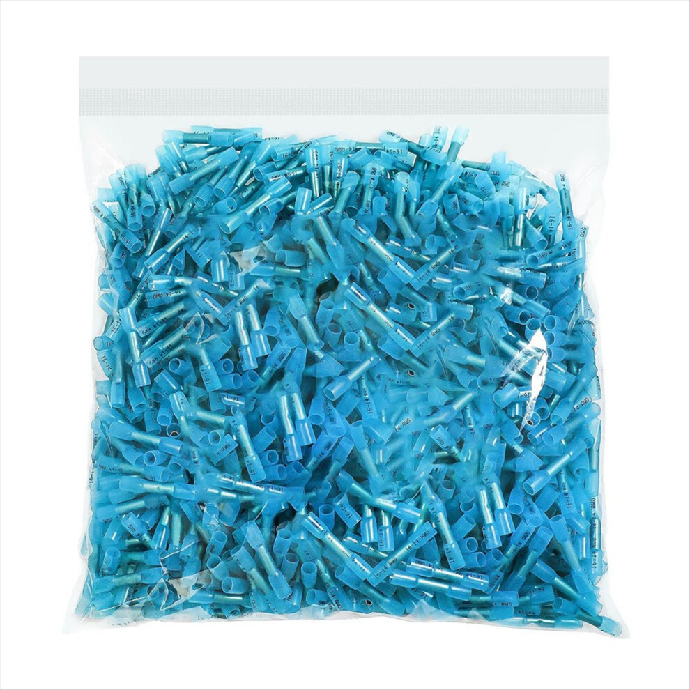 1000Pcs 16-14 Awg Blue Heat Shrink Butt Connectors 4852935650845