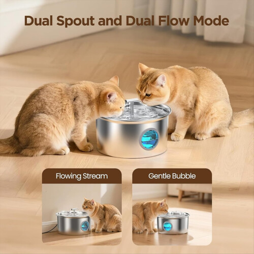 Fontaine à eau pour chat en acier inoxydable, prise UE 2