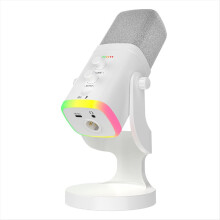 Microfono dinamico USB/XLR RGB Gaming MIC con riduzione del rumore, bianco