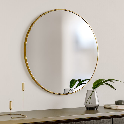 60cm Nordic Round Bathroom Framed Mirror Wall Hanging, Gold 1