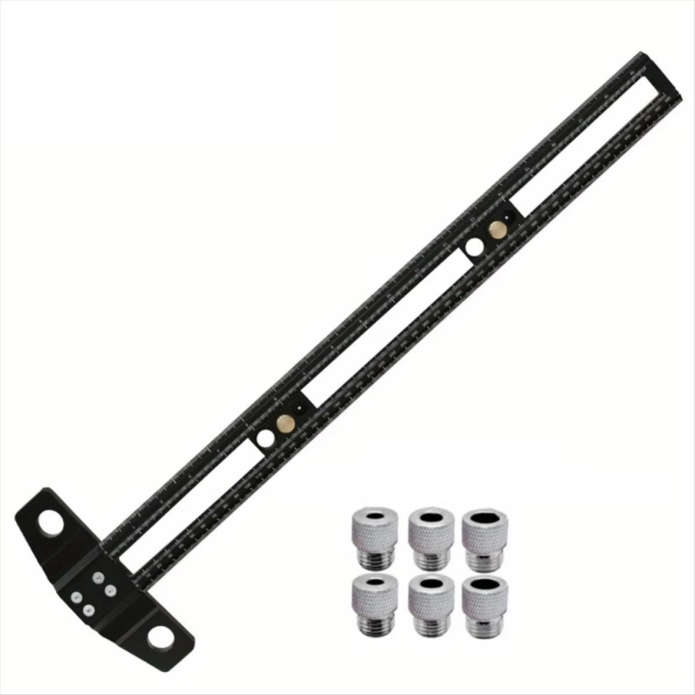 2 In 1 Drilling Positioning Scoring Ruler Aluminum Alloy Scriber 50Cm 4852935664897