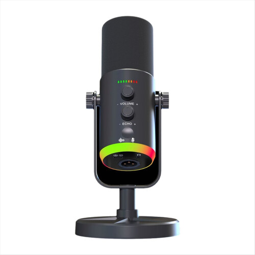 Microfono dinamico USB per podcast, giochi, streaming live, nero