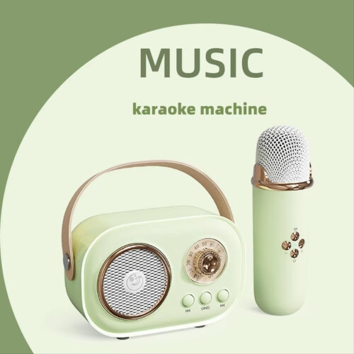 Karaoke draagbare draadloze Bluetooth-luidspreker met microfoon groen 2