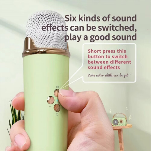 Karaoke draagbare draadloze Bluetooth-luidspreker met microfoon groen 1