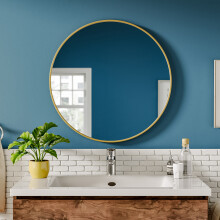 60cm Nordic Round Bathroom Framed Mirror Wall Hanging, Gold