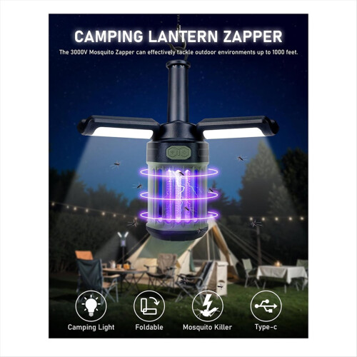 Electric Bug Zapper Indoor Outdoor, USB Rechargeable 1