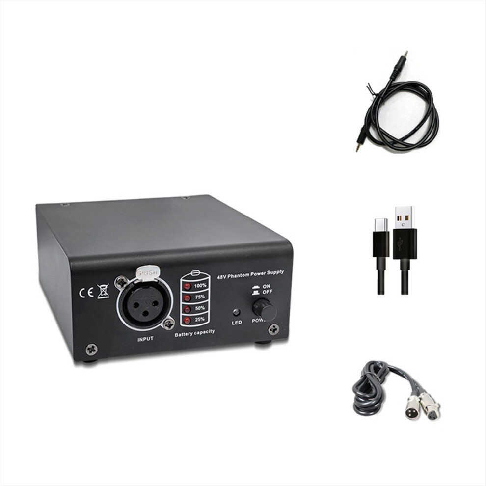 1-Channel 48V Phantom Power Supply With Xlr 3 Pin Microphone Cable 4852935684604