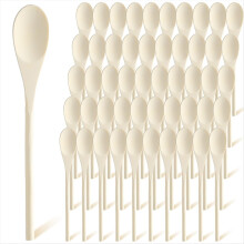 50 Pcs 10 Inch Wooden Spoons Bulk for Baking Mixing Serving