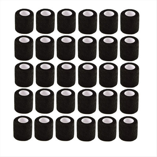 30 vendas elásticas autoadhesivas negras de 5 cm.