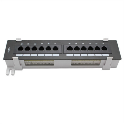 12 θυρών CAT6 Patch Panel RJ45 για δικτύωση σε επιτοίχια βάση στήριξης